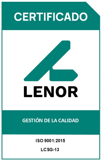 Sello LENOR: certificado ISO 9001:2015, gestión de la calidad, código LCSG-13